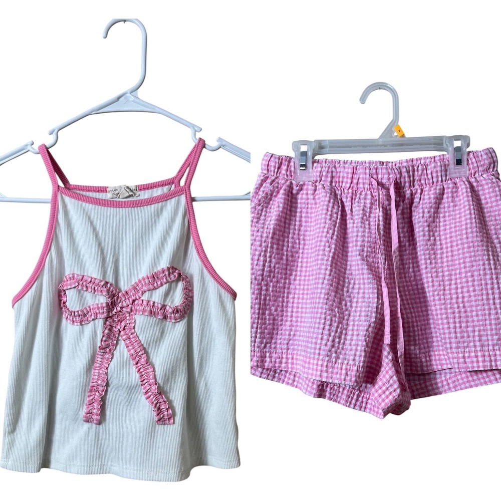 Better Together Pink Gingham Bow Pajama Set Size M Coquette Preppy Loungewear M